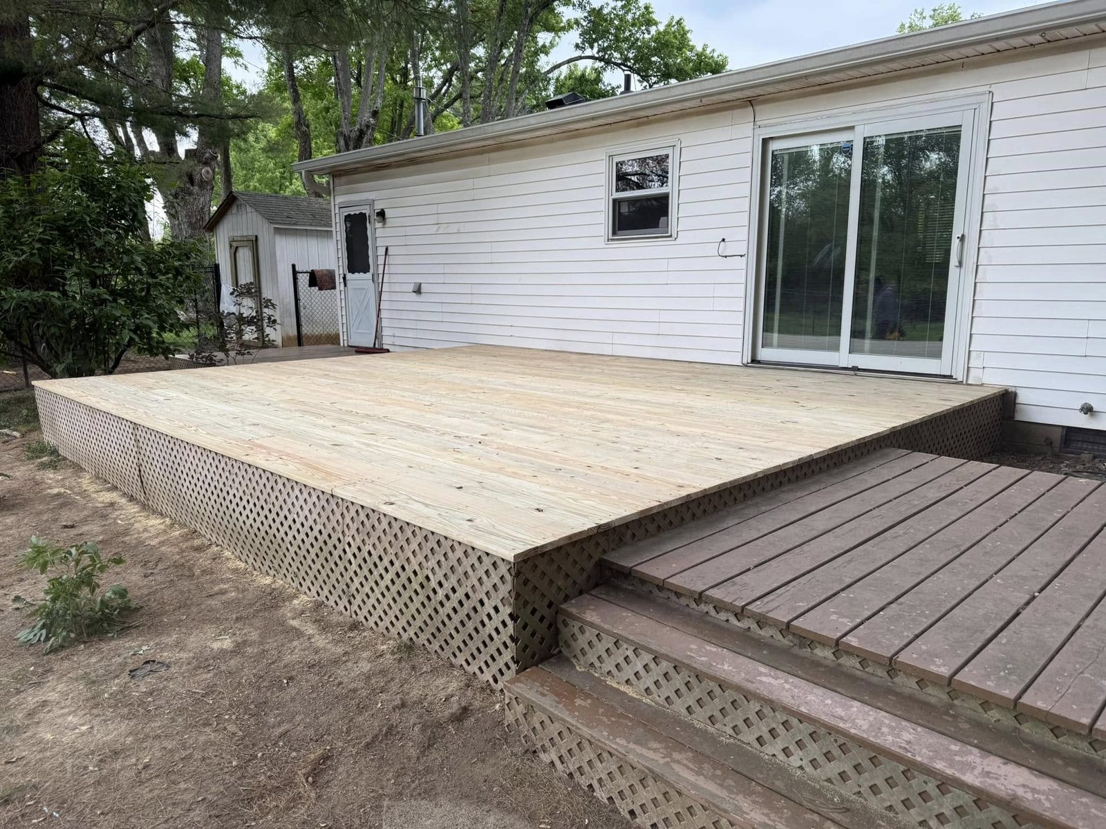 New wood deck with lattice skirting in Bloomington, IN
